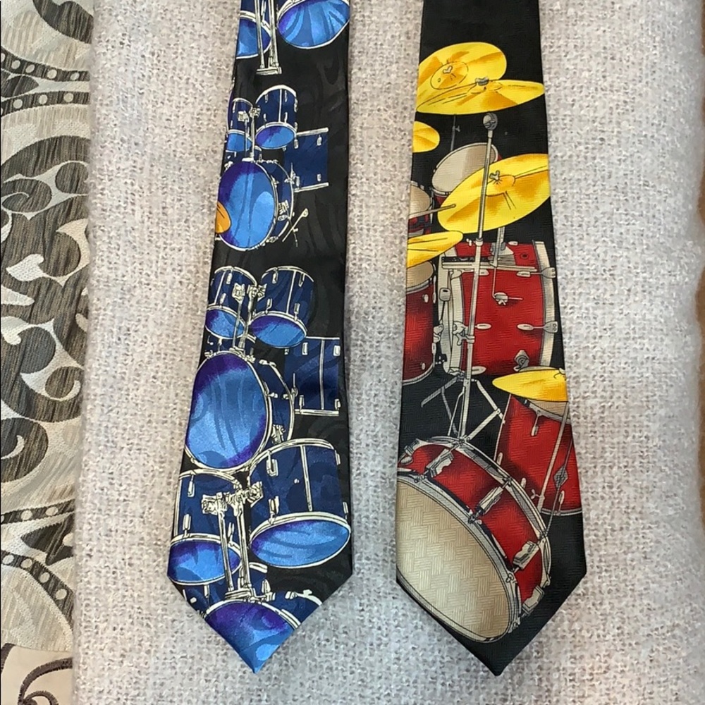 Two novelty drum set ties